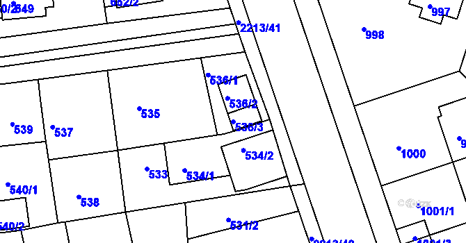Parcela st. 536/3 v KÚ České Budějovice 2, Katastrální mapa