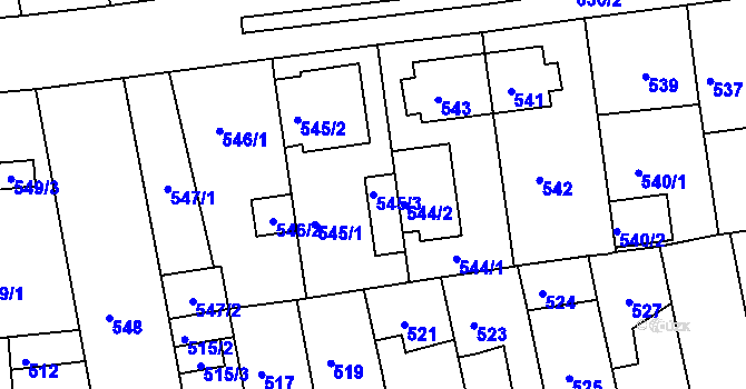 Parcela st. 545/3 v KÚ České Budějovice 2, Katastrální mapa