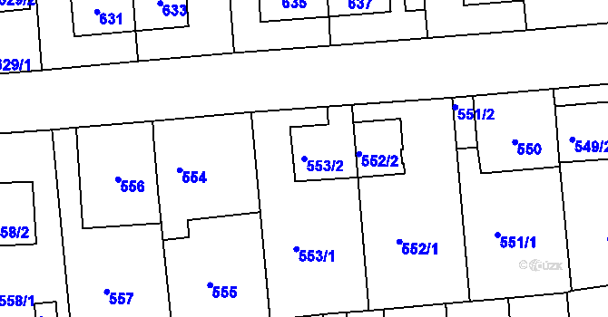 Parcela st. 553/2 v KÚ České Budějovice 2, Katastrální mapa