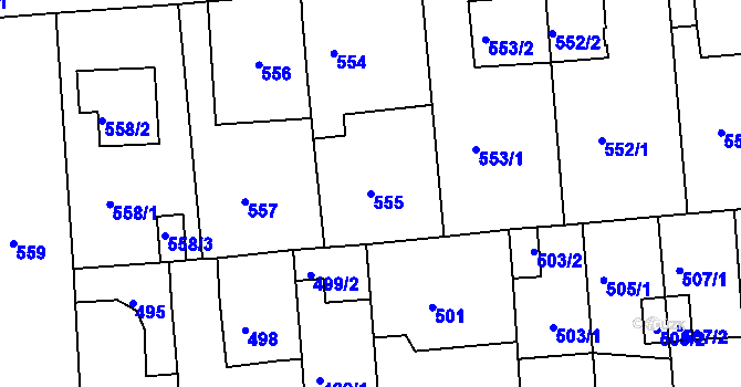 Parcela st. 555 v KÚ České Budějovice 2, Katastrální mapa