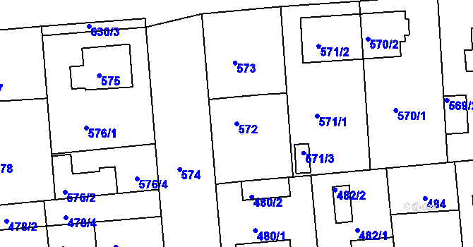 Parcela st. 572 v KÚ České Budějovice 2, Katastrální mapa
