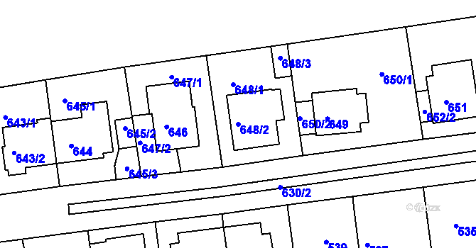 Parcela st. 648/2 v KÚ České Budějovice 2, Katastrální mapa