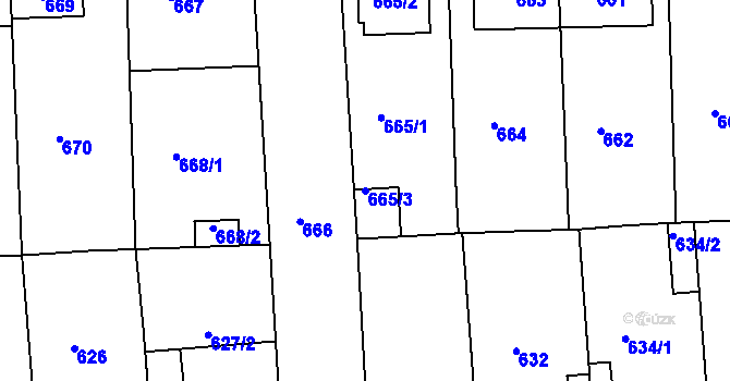 Parcela st. 665/3 v KÚ České Budějovice 2, Katastrální mapa