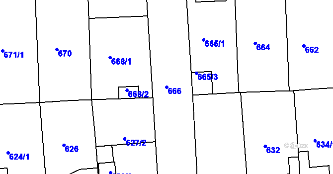 Parcela st. 666 v KÚ České Budějovice 2, Katastrální mapa