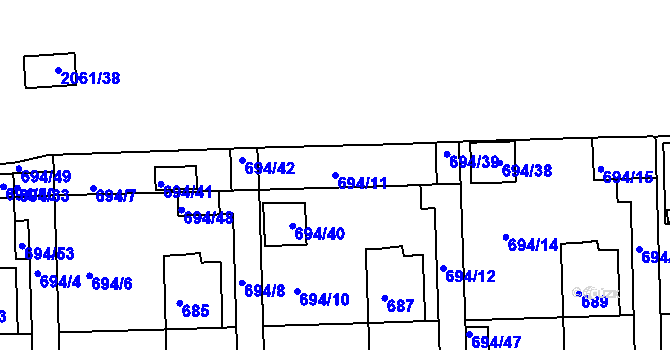 Parcela st. 694/11 v KÚ České Budějovice 2, Katastrální mapa