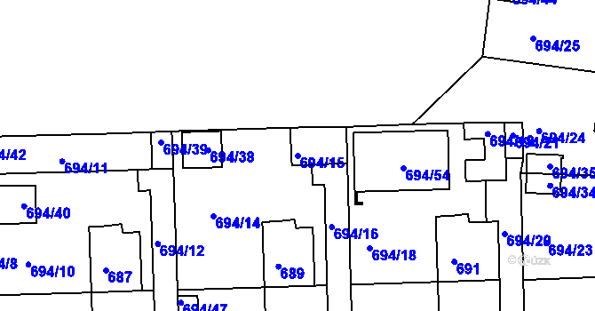 Parcela st. 694/15 v KÚ České Budějovice 2, Katastrální mapa