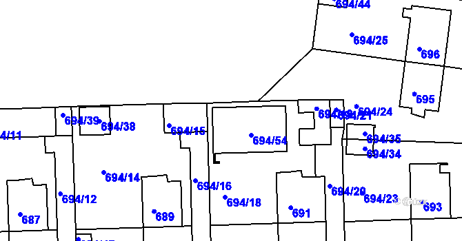 Parcela st. 694/37 v KÚ České Budějovice 2, Katastrální mapa