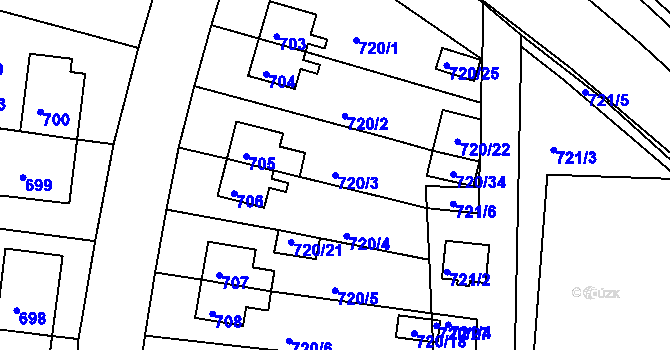 Parcela st. 720/3 v KÚ České Budějovice 2, Katastrální mapa