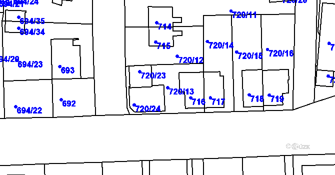 Parcela st. 720/13 v KÚ České Budějovice 2, Katastrální mapa