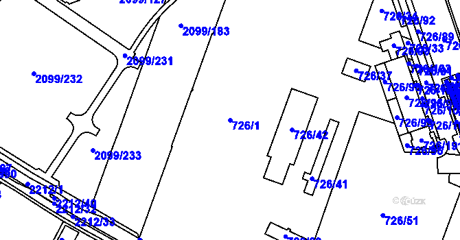 Parcela st. 726/1 v KÚ České Budějovice 2, Katastrální mapa