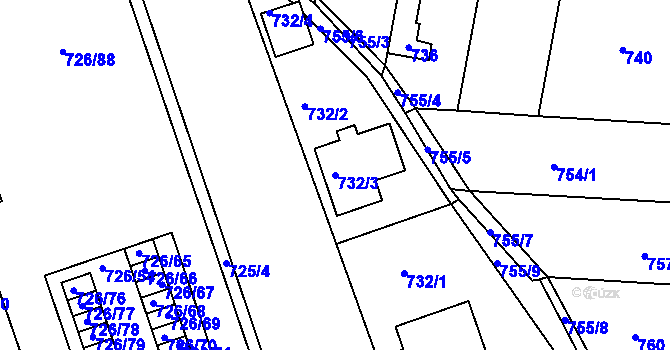 Parcela st. 732/3 v KÚ České Budějovice 2, Katastrální mapa