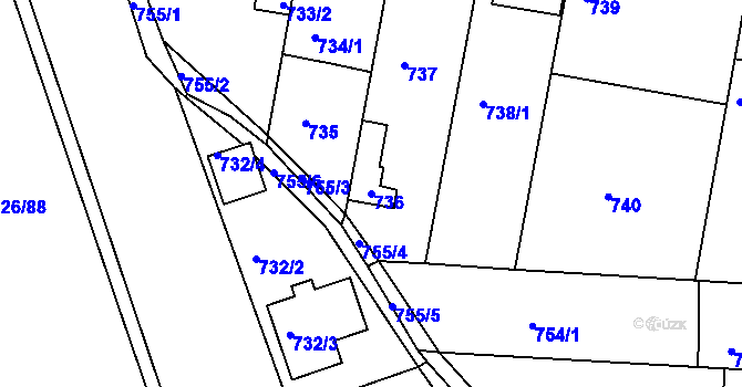 Parcela st. 736 v KÚ České Budějovice 2, Katastrální mapa