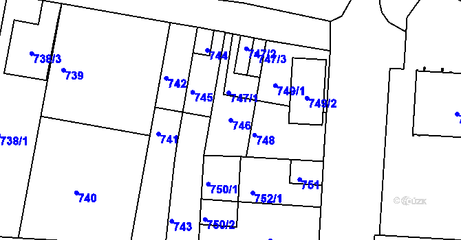 Parcela st. 746 v KÚ České Budějovice 2, Katastrální mapa