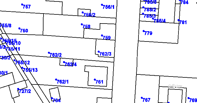 Parcela st. 762/3 v KÚ České Budějovice 2, Katastrální mapa