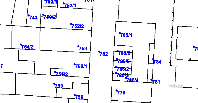 Parcela st. 782 v KÚ České Budějovice 2, Katastrální mapa