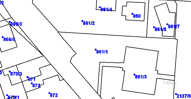 Parcela st. 861/1 v KÚ České Budějovice 2, Katastrální mapa
