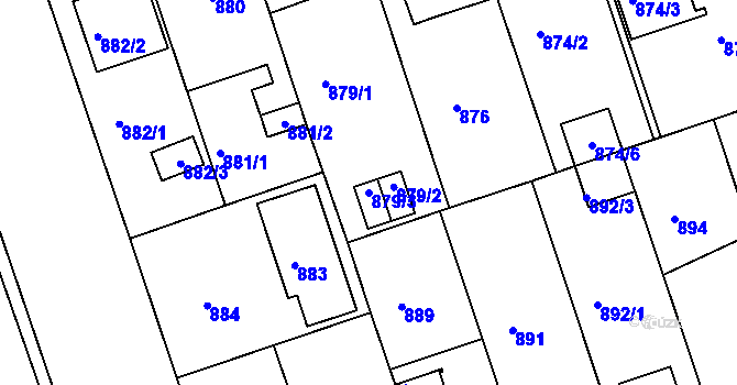 Parcela st. 879/3 v KÚ České Budějovice 2, Katastrální mapa