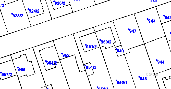 Parcela st. 951/2 v KÚ České Budějovice 2, Katastrální mapa