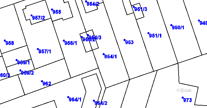 Parcela st. 954/1 v KÚ České Budějovice 2, Katastrální mapa