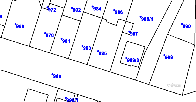 Parcela st. 985 v KÚ České Budějovice 2, Katastrální mapa