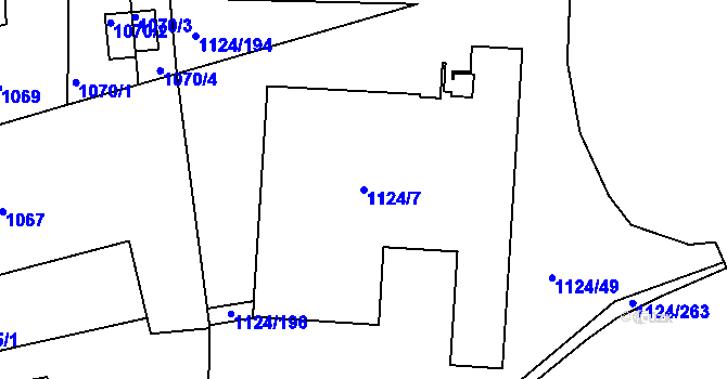 Parcela st. 1124/7 v KÚ České Budějovice 2, Katastrální mapa