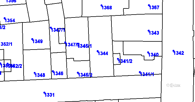 Parcela st. 1344 v KÚ České Budějovice 2, Katastrální mapa