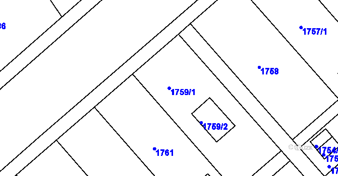 Parcela st. 1759/1 v KÚ České Budějovice 2, Katastrální mapa