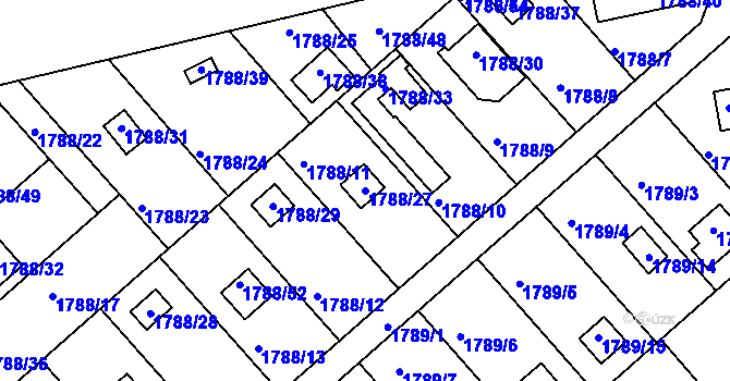 Parcela st. 1788/27 v KÚ České Budějovice 2, Katastrální mapa