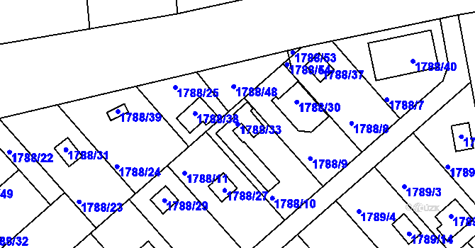 Parcela st. 1788/33 v KÚ České Budějovice 2, Katastrální mapa