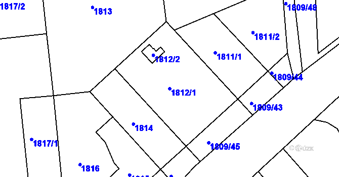 Parcela st. 1812/1 v KÚ České Budějovice 2, Katastrální mapa
