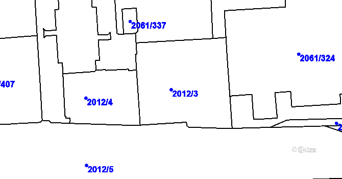 Parcela st. 2012/3 v KÚ České Budějovice 2, Katastrální mapa