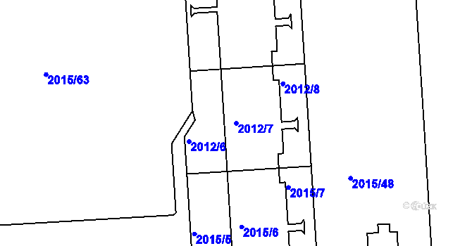 Parcela st. 2012/7 v KÚ České Budějovice 2, Katastrální mapa