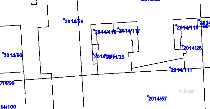 Parcela st. 2014/25 v KÚ České Budějovice 2, Katastrální mapa