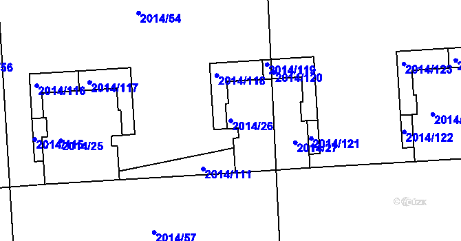 Parcela st. 2014/26 v KÚ České Budějovice 2, Katastrální mapa