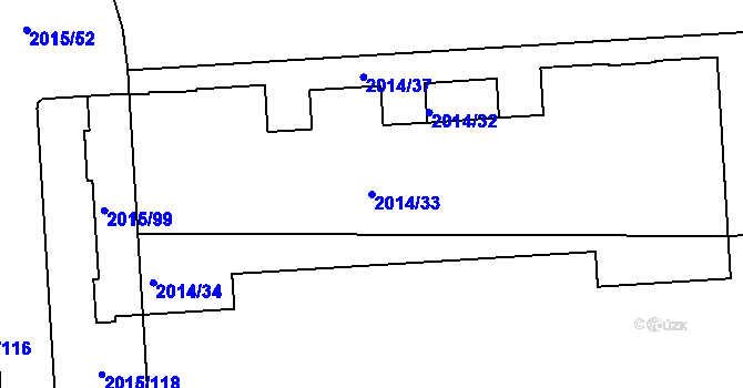 Parcela st. 2014/33 v KÚ České Budějovice 2, Katastrální mapa