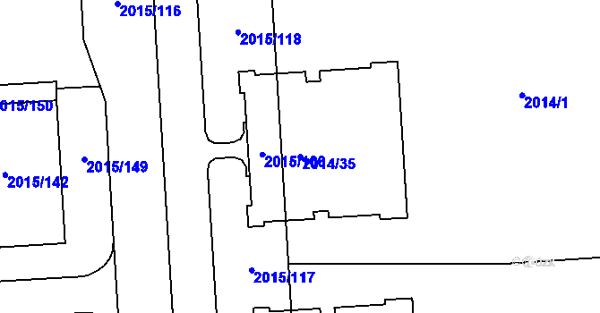 Parcela st. 2014/35 v KÚ České Budějovice 2, Katastrální mapa