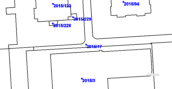 Parcela st. 2015/17 v KÚ České Budějovice 2, Katastrální mapa