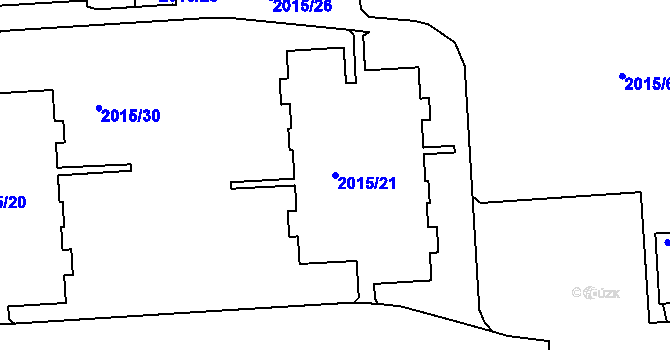 Parcela st. 2015/21 v KÚ České Budějovice 2, Katastrální mapa