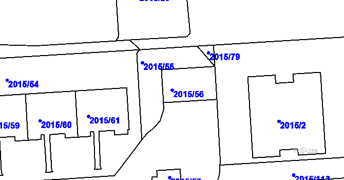 Parcela st. 2015/56 v KÚ České Budějovice 2, Katastrální mapa