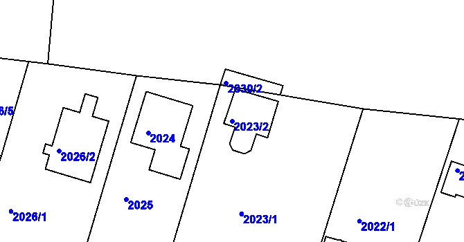Parcela st. 2023/2 v KÚ České Budějovice 2, Katastrální mapa