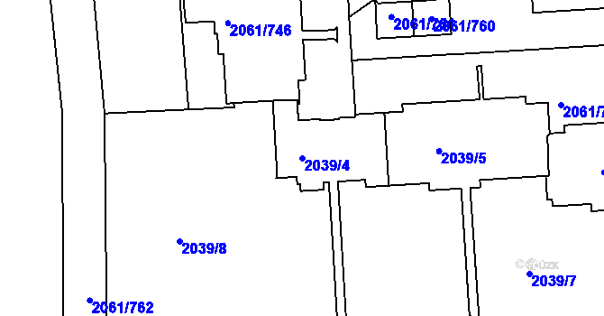 Parcela st. 2039/4 v KÚ České Budějovice 2, Katastrální mapa