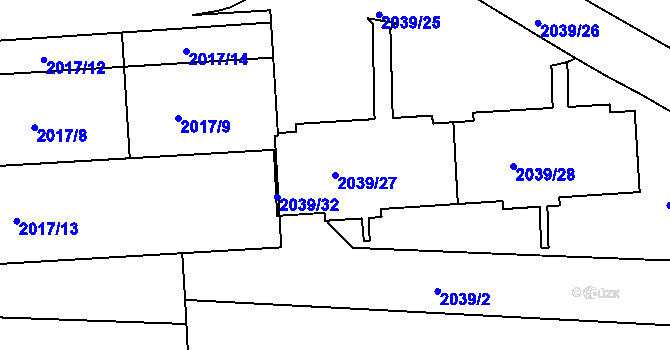 Parcela st. 2039/27 v KÚ České Budějovice 2, Katastrální mapa