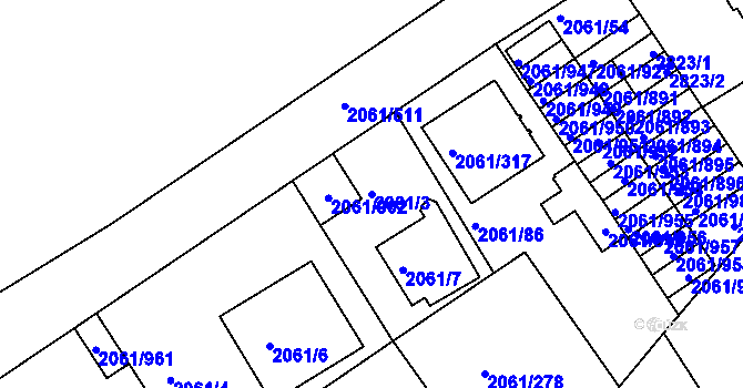 Parcela st. 2061/3 v KÚ České Budějovice 2, Katastrální mapa