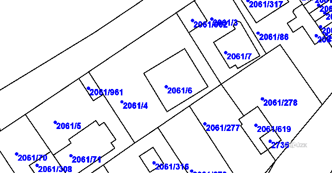 Parcela st. 2061/6 v KÚ České Budějovice 2, Katastrální mapa