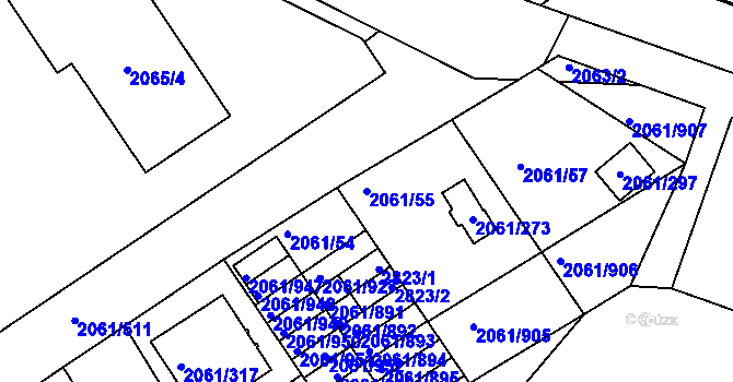 Parcela st. 2061/55 v KÚ České Budějovice 2, Katastrální mapa