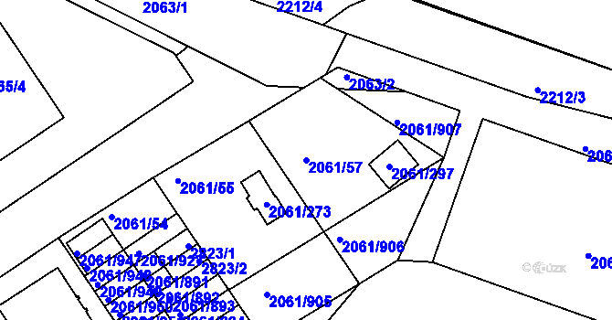 Parcela st. 2061/57 v KÚ České Budějovice 2, Katastrální mapa