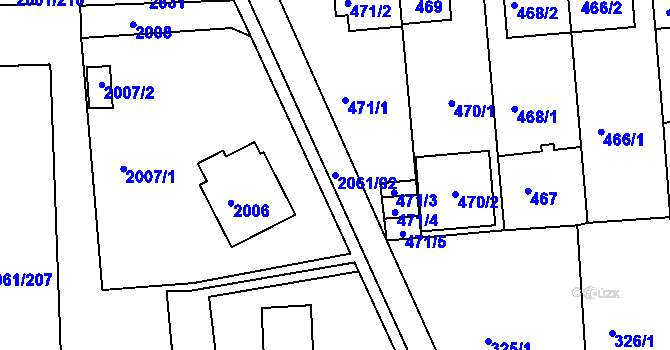 Parcela st. 2061/92 v KÚ České Budějovice 2, Katastrální mapa