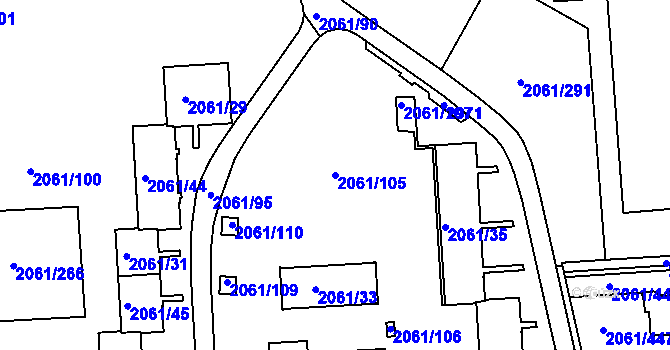Parcela st. 2061/105 v KÚ České Budějovice 2, Katastrální mapa