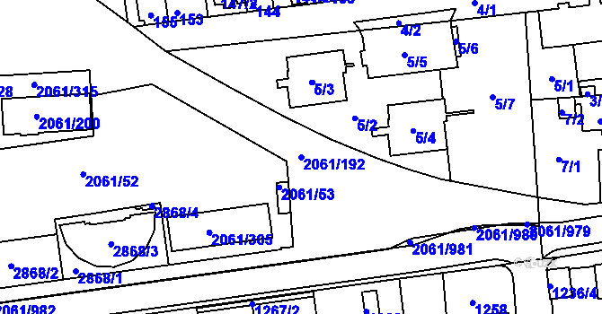 Parcela st. 2061/192 v KÚ České Budějovice 2, Katastrální mapa