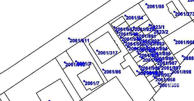Parcela st. 2061/317 v KÚ České Budějovice 2, Katastrální mapa